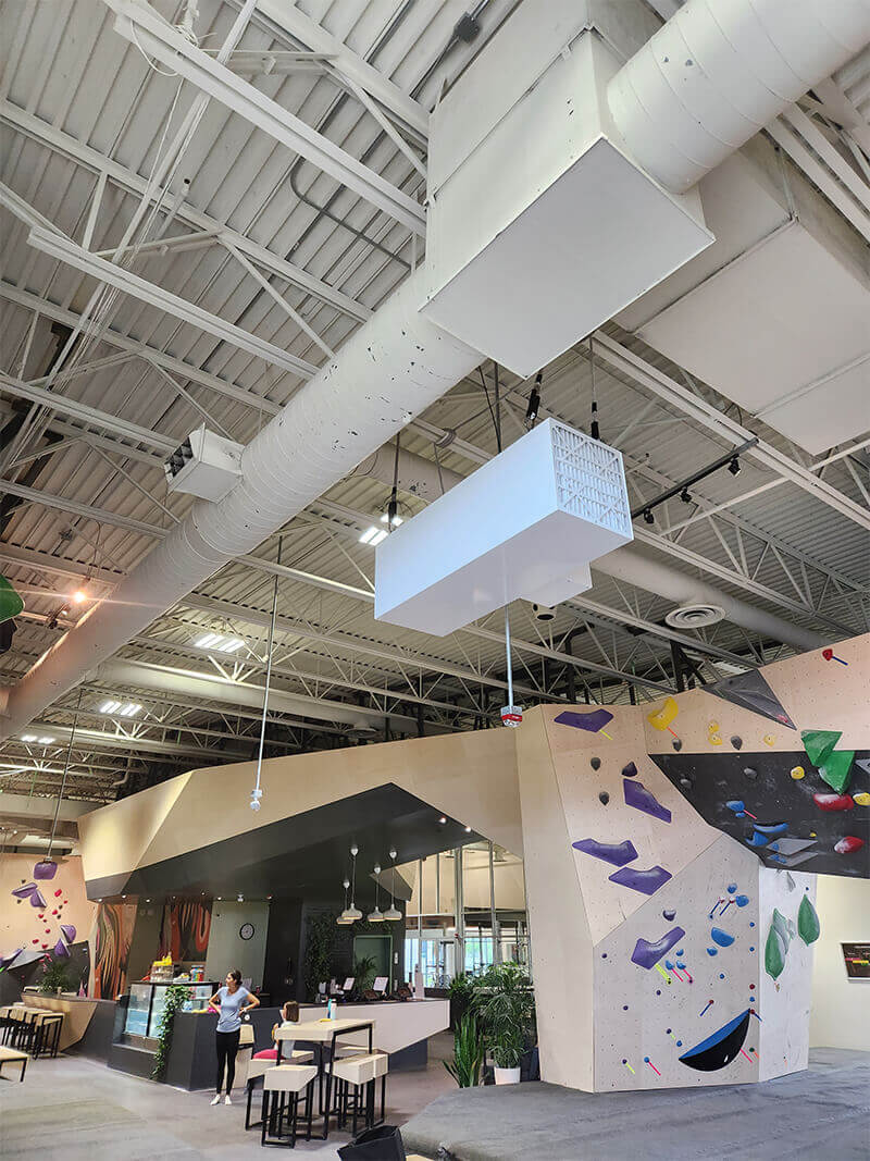 Altitude climbing gym maintaining clean air quality with CleanLeaf multi-stage filtration.