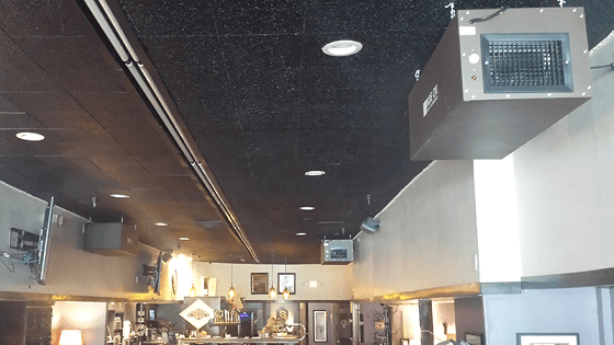 CleanLeaf OX1100-CF air cleaners installed in Tinder Box cigar bar to remove smoke and odors.
